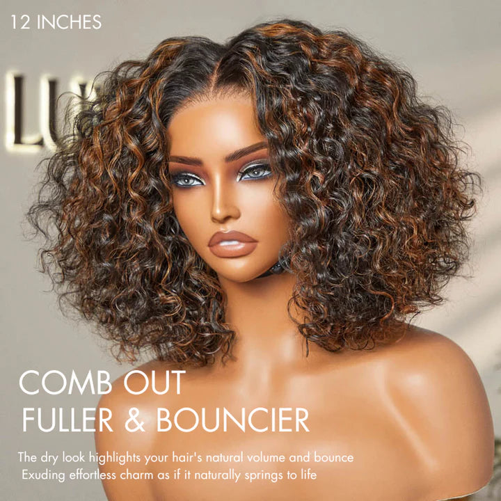 1 Sec Install Wig | 180% Density ReadytoGo Soft Deep Curl Bob Glueless 4x4 Closure Lace Wig