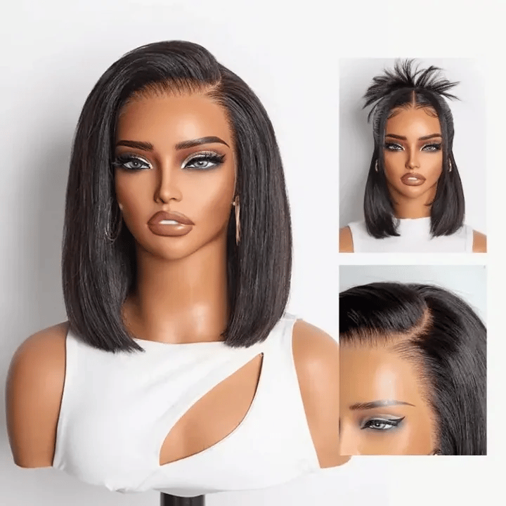 Silky Blunt Cut Bob Glueless Ear-to-ear 13x4 HD Lace Front Wig Pre-Cut Lace Flexi-Fit Drawstring Cap