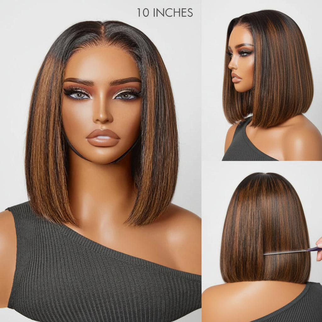 Lulu Wigs 4x4 Lace Blunt Cut Bob Wig Bone Straight