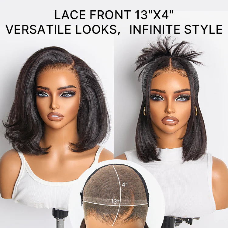 Silky Blunt Cut Bob Glueless Ear-to-ear 13x4 HD Lace Front Wig Pre-Cut Lace Flexi-Fit Drawstring Cap