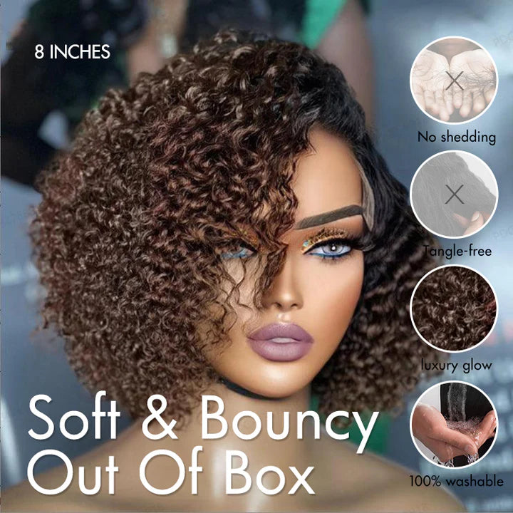 LULU Wigs ReadytoGo Trendy Short Cut Curly Minimalist HD Lace Glueless Side Part Wig 100% Human Hair Pre-Cut Lace
