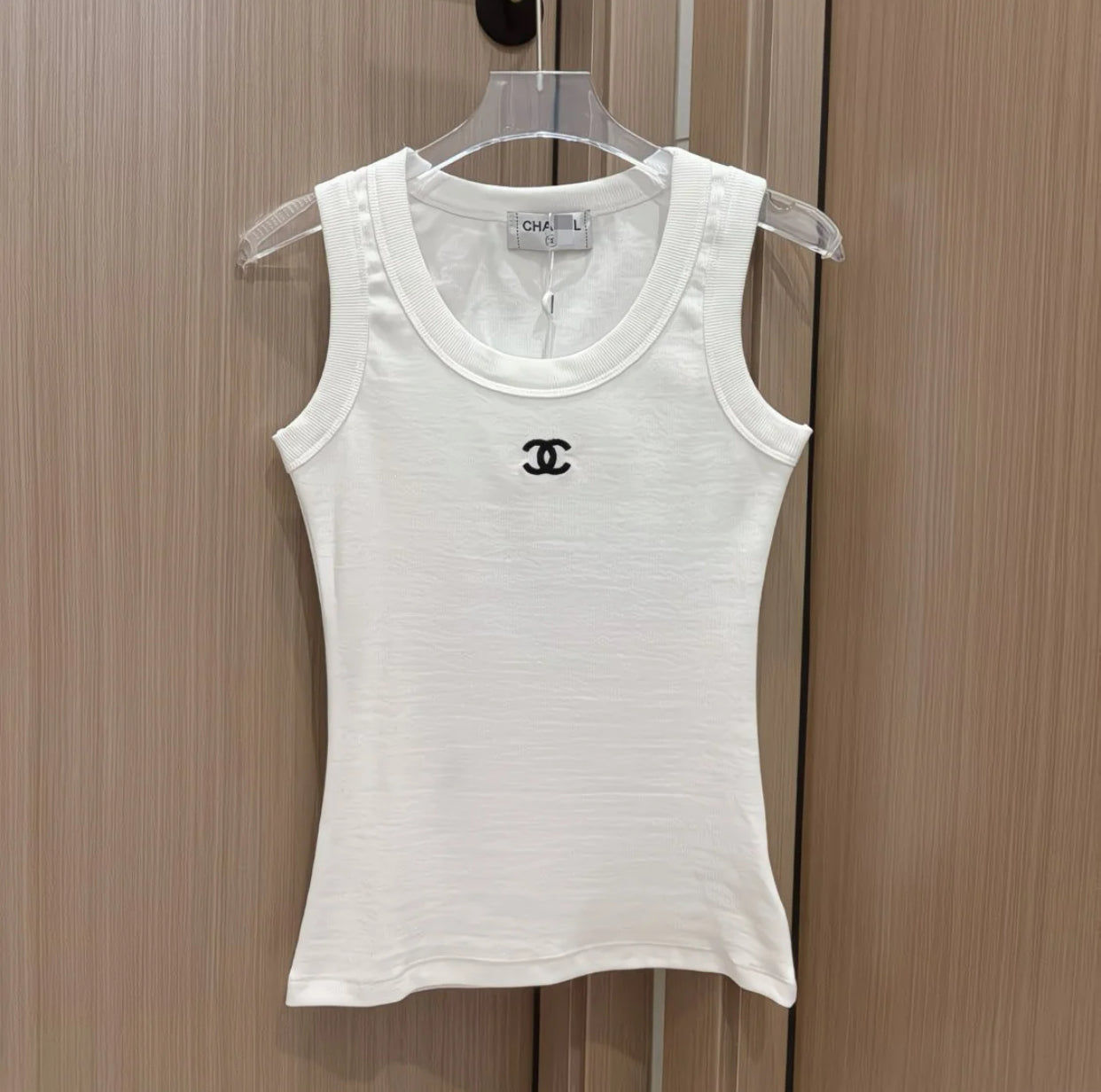 CC Embroidered Ribbed Vest
 – Black / White