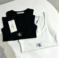 CK Ribbed Sleeveless Tank Top – Black / White