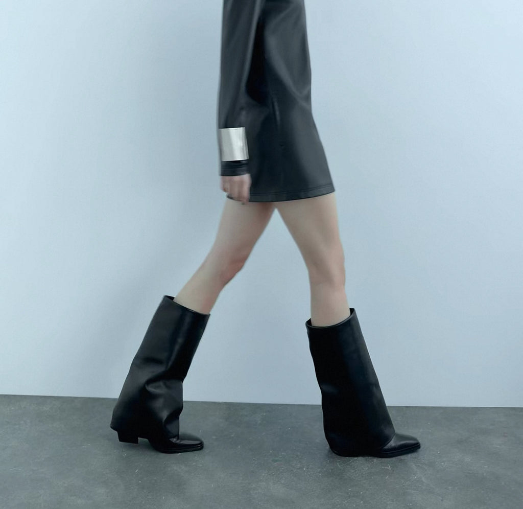 Classy Architectural Knee-High Boots