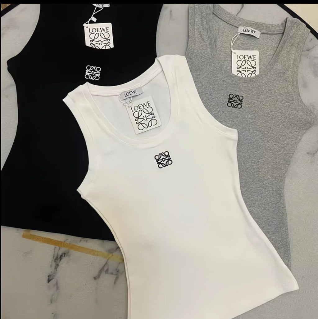 Loewe Embroidered Ribbed Sleeveless Tank Top