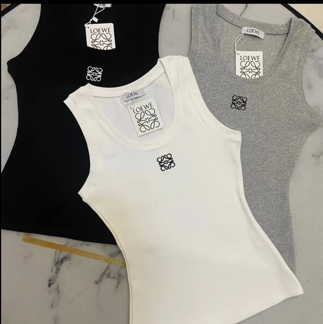 Loewe Embroidered Ribbed Sleeveless Tank Top
